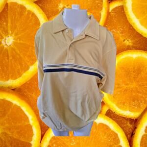 St. Johns Bay Yellow with Blue Stipe Short‎ Sleeve Polo Size Medium